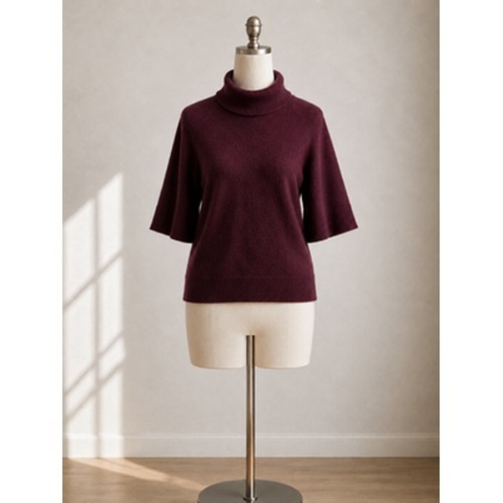 Cullen Sweater Womens XS Purple 100% Cashmere Mock Neck Tunic 3/4 Sleeve